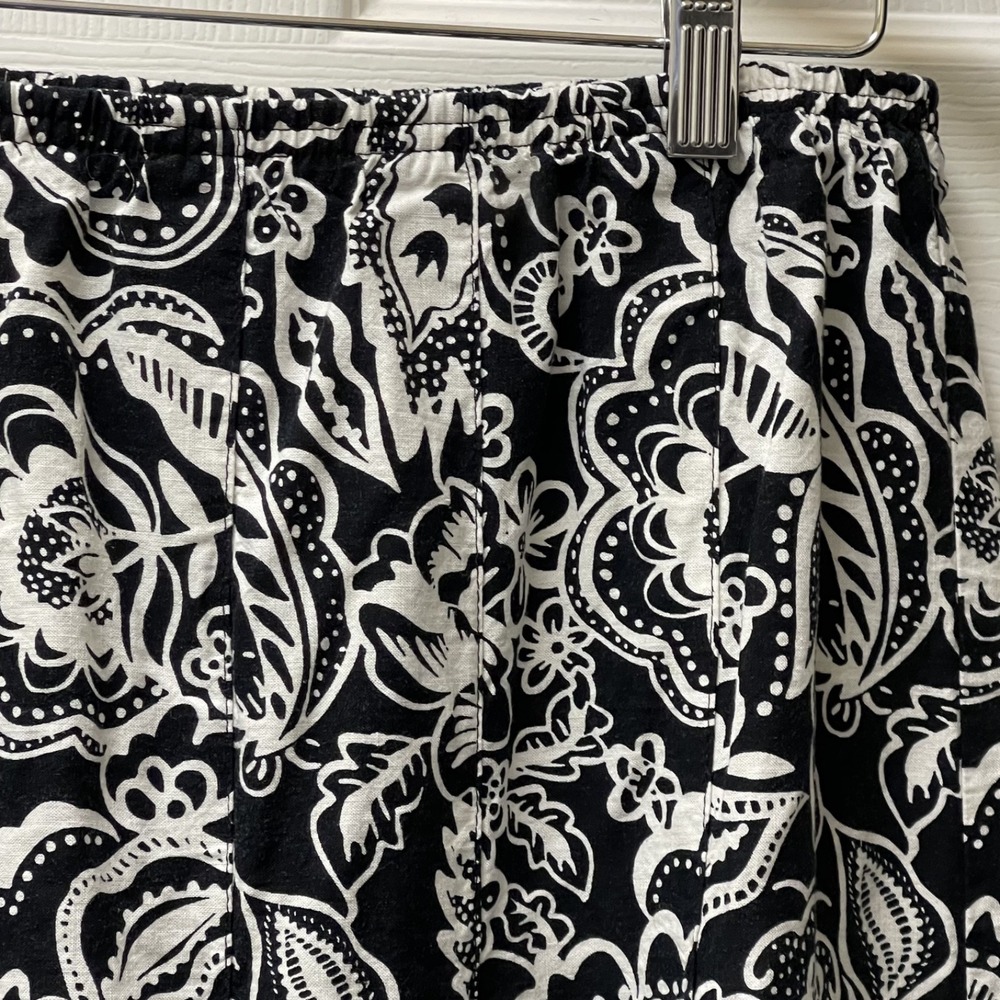 Vintage Napa Valley 14 Black & White 90's Boho Skirt‎ Midi Tiered Elastic Waist